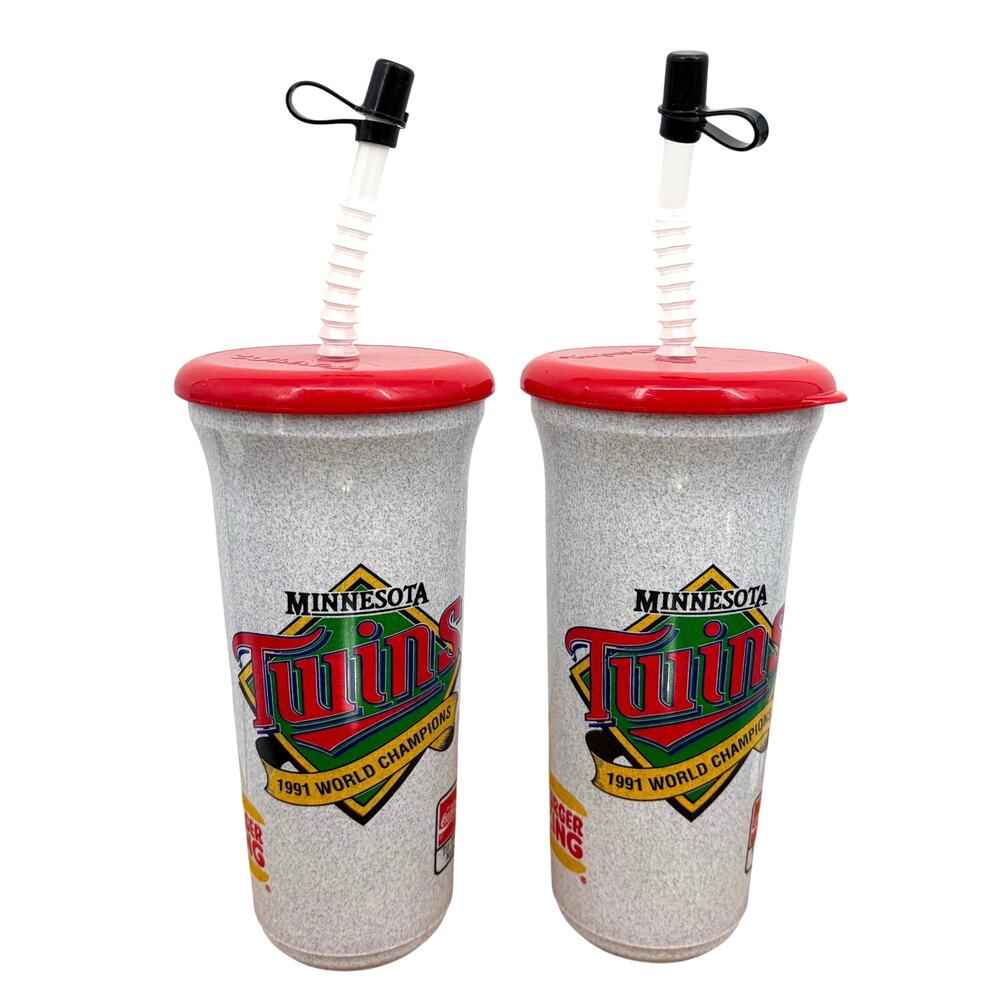 Burger King Vintage Minnesota Twins MLB 1991 Champions Tumbler Cups - Set of 2